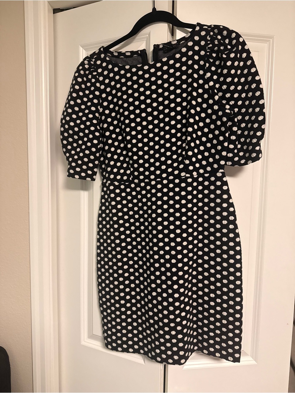 Ann Taylor Black Dress with White Polka Dots